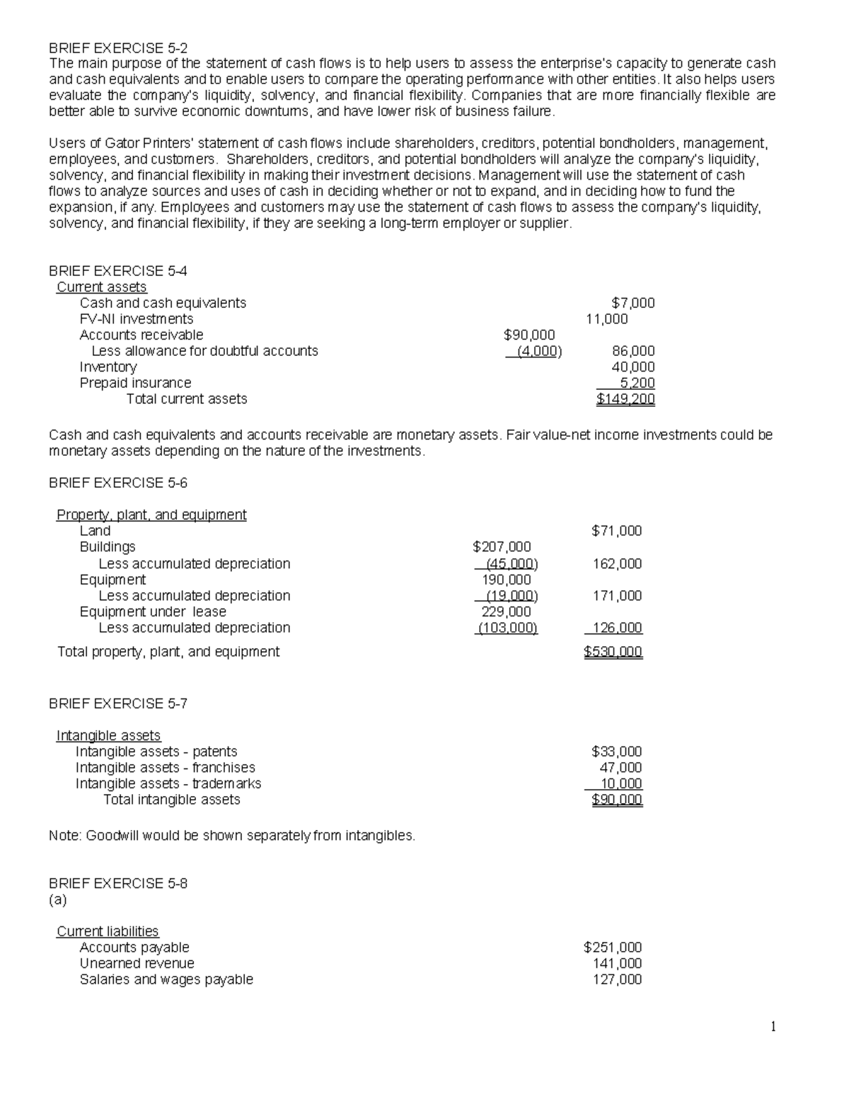 BUS343 Chapter 5 Solutions: Cash Flow Statement Analysis - Studocu