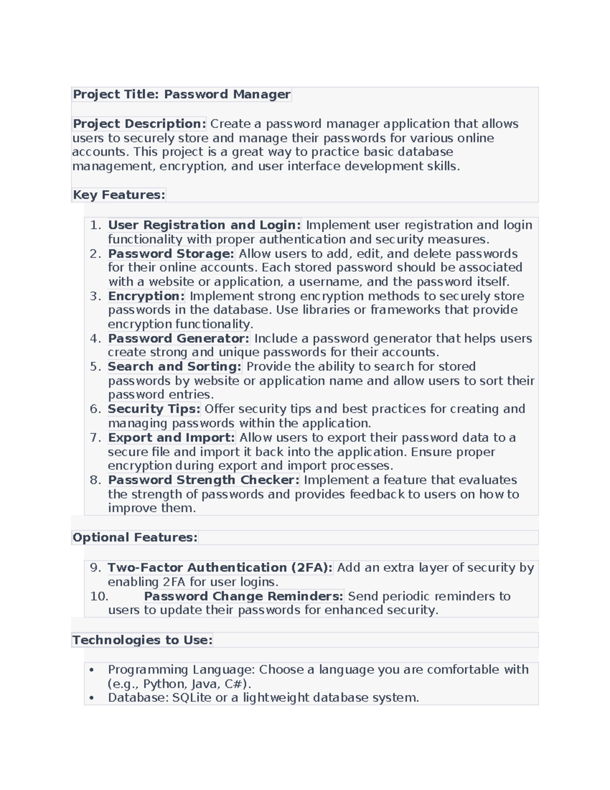 Capstone Project: Password Manager Application Overview - Studocu