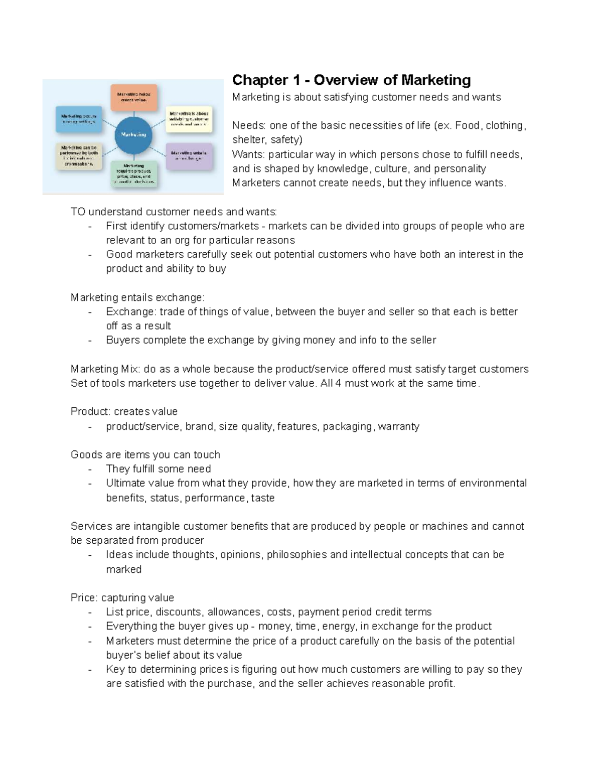 BU252 Textbook Chapter 1: Marketing Overview and Key Concepts - Studocu