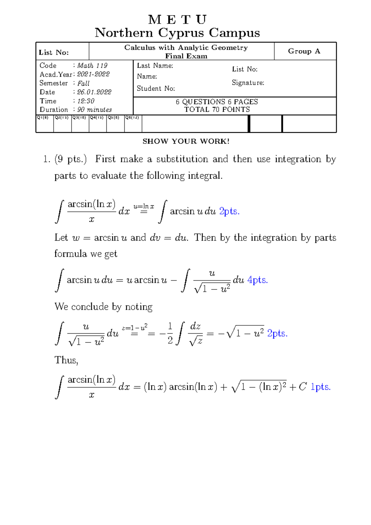 Mat 119 Final Fall 21 - mat119 - Last Name: Name: Student No: Signature ...