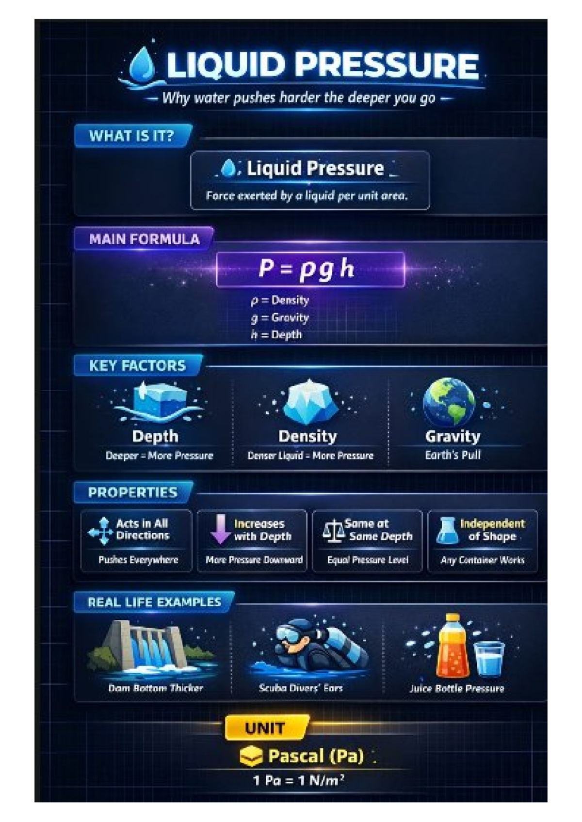Physics Notes: Liquid Pressure and Its Applications (Class 9) - Studocu