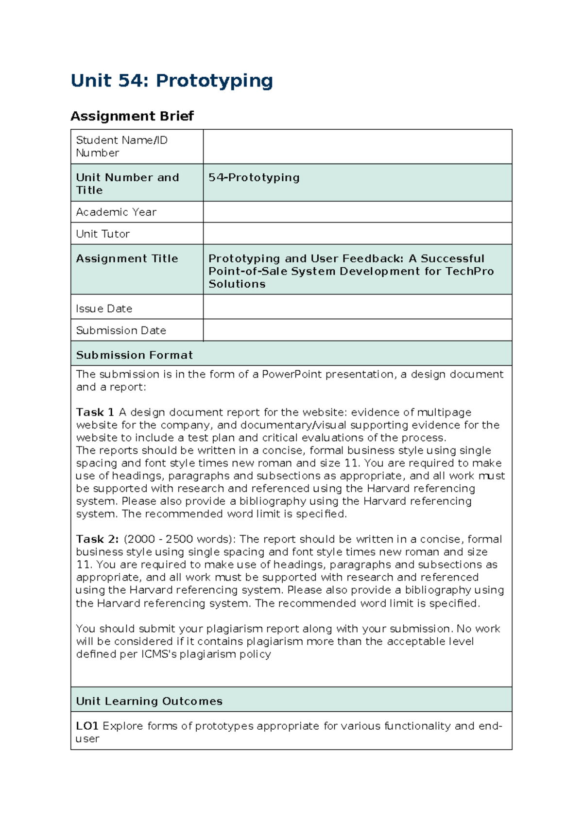 54-Prototyping: Final Assignment on User Feedback for POS System - Studocu