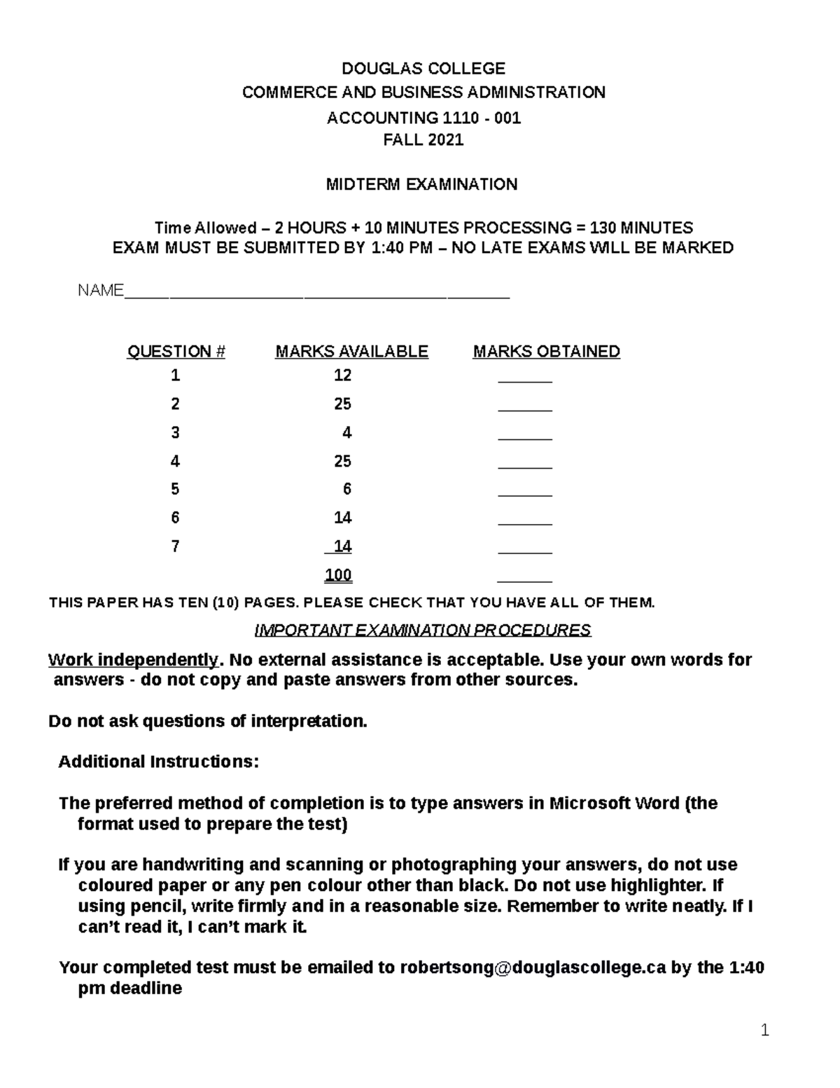 Midterm Exam Preparation for ACCT 1110 - Fall 2021 S 001 - Studocu