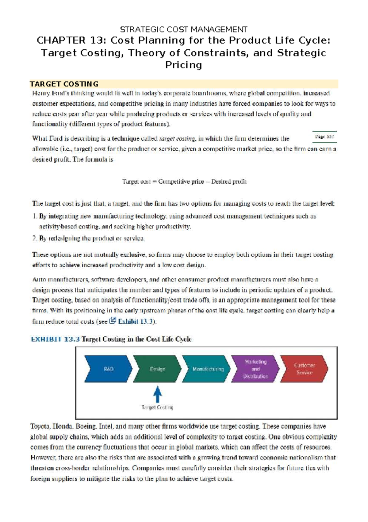 Stratcost CH13 - Blocher Cost Management Chapter 13 - Strategic Cost ...
