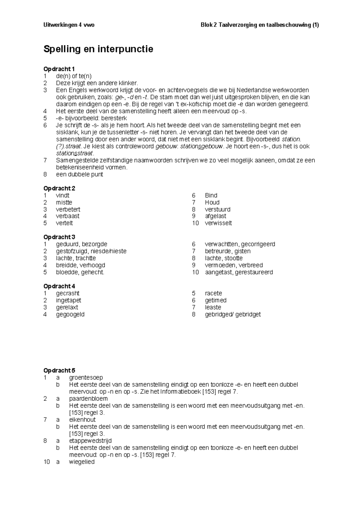 Spelling en Interpunctie Antwoorden ON - Opdrachten tot 24 - Studeersnel