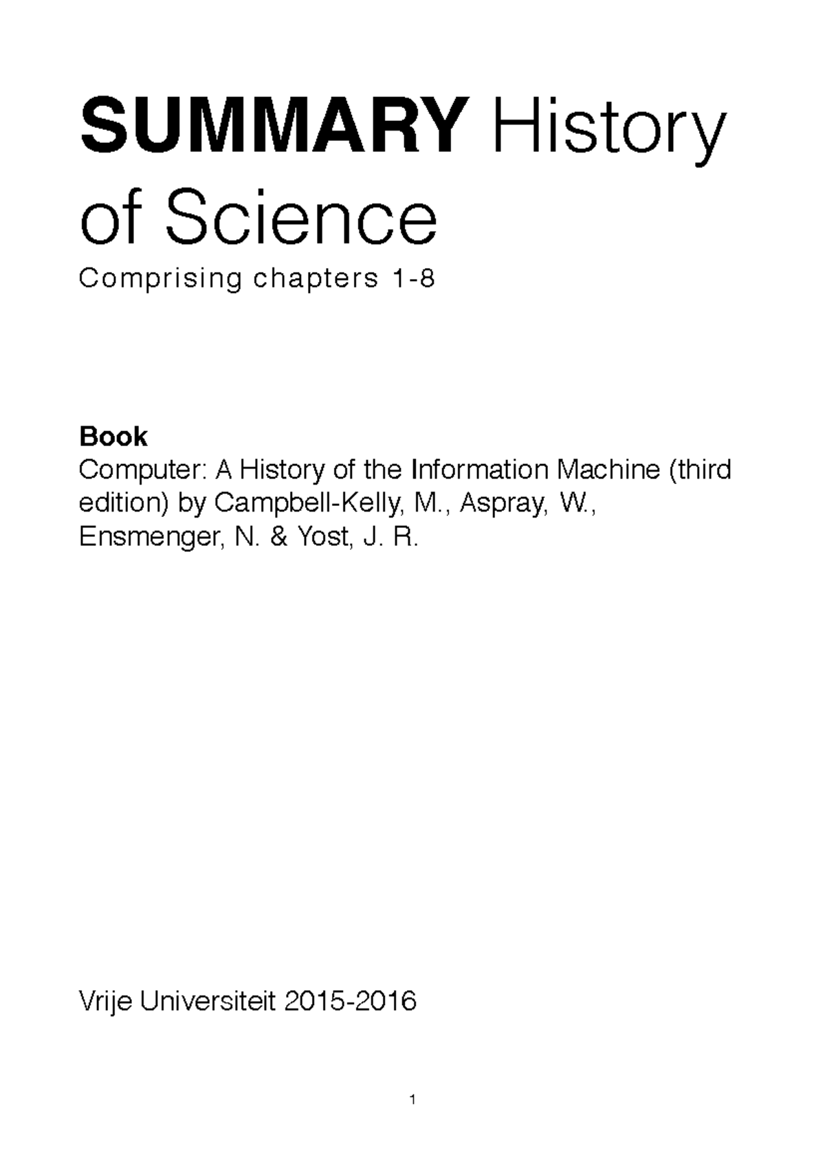Summary of Computer History: Key Concepts From Chapters 1-8 - Studeersnel