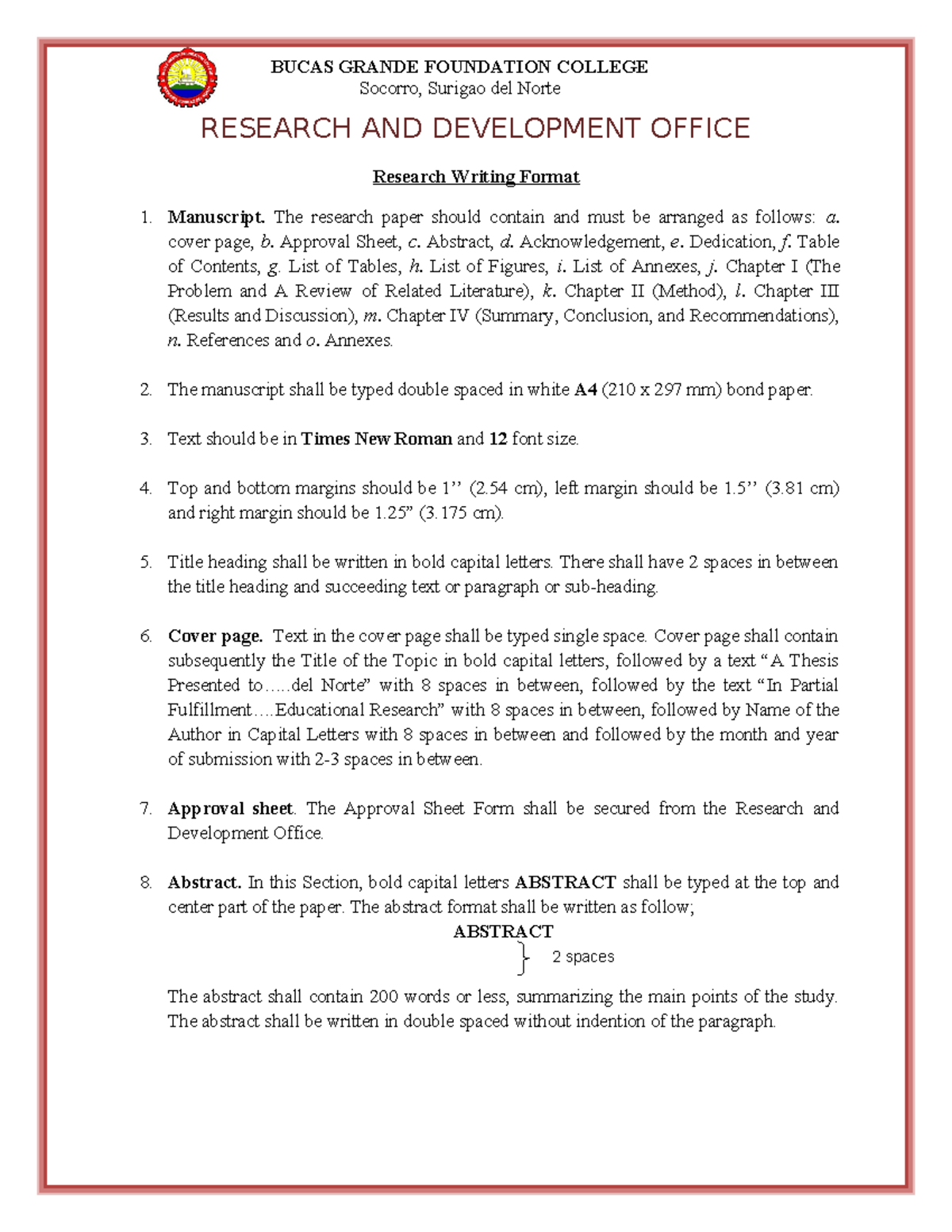RDO Research-writing-format-Modified - BUCAS GRANDE FOUNDATION COLLEGE ...