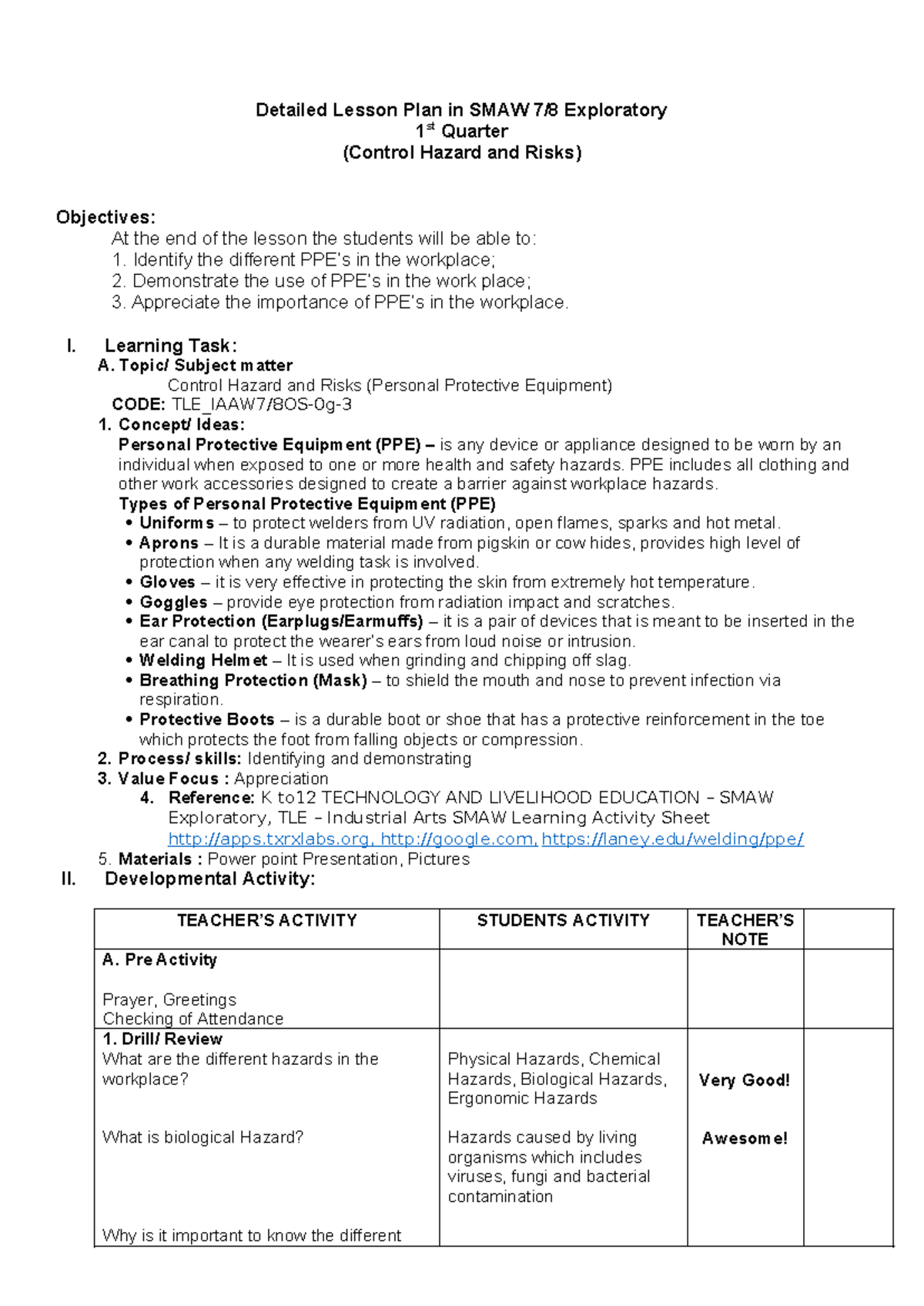 Detailed Lesson Plan in SMAW 11 Copy 2 - Detailed Lesson Plan in SMAW 7 ...