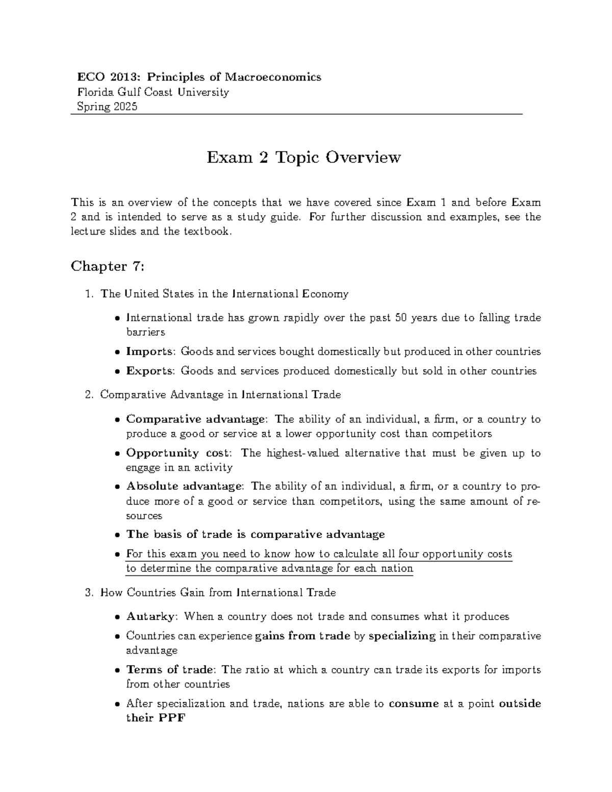 ECO 2013: Macroeconomics Exam 2 Study Notes - Spring 2025 - Studocu