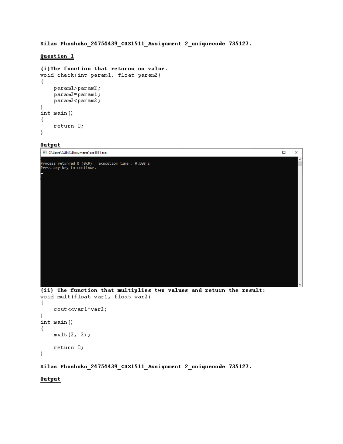 COS1511 Assignment 2 - Functions and Error Correction Guide - Studocu