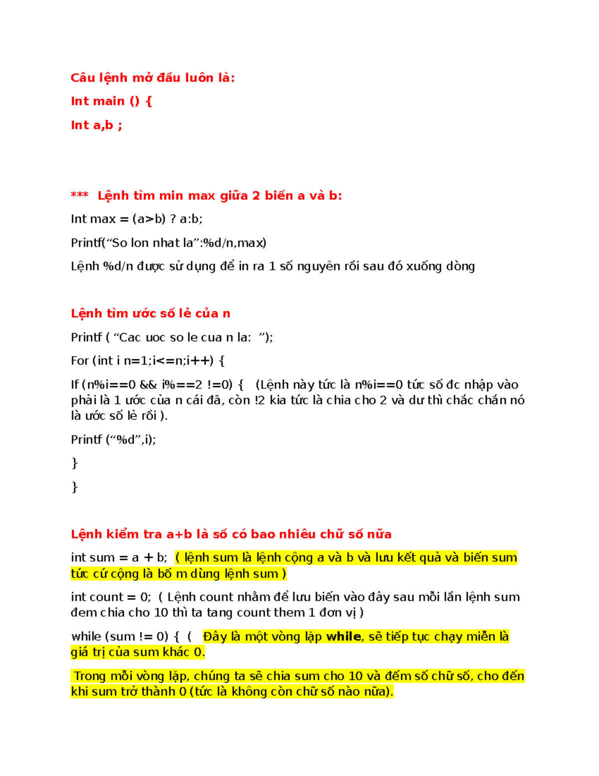 Lệnh Lập Trình Cơ Bản - 112: Tìm Min, Max, và Đếm Chữ Số - Studocu