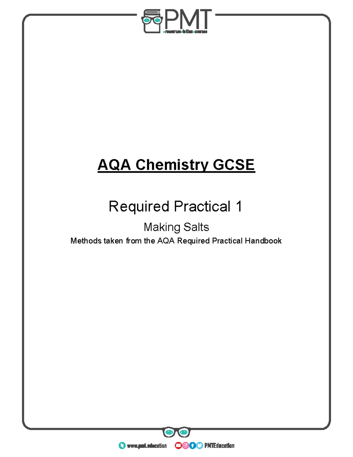 AQA Chemistry GCSE RP 1: Methods for Making Salts - Studocu