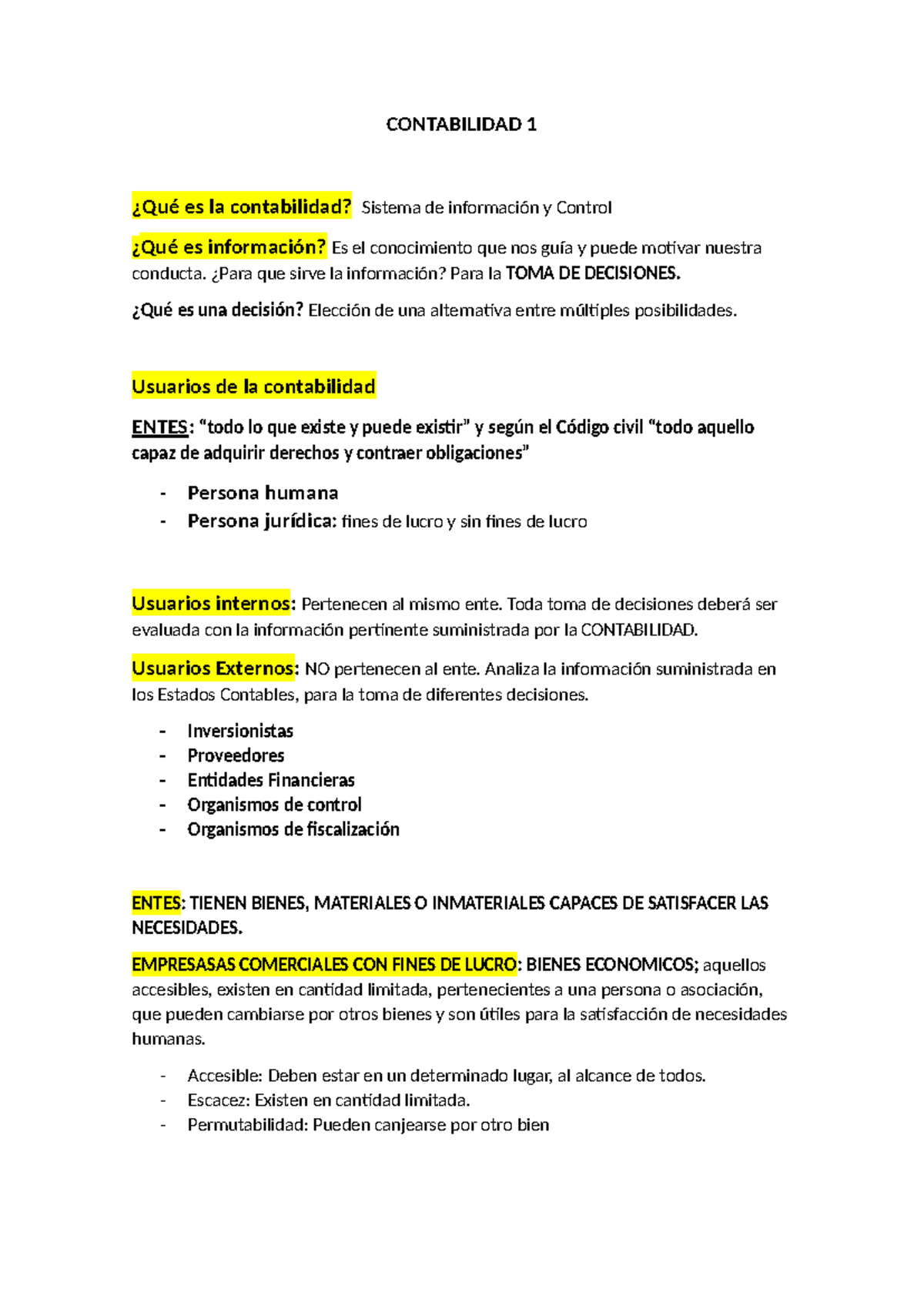 Contabilidad 1: Sistema de Información y Toma de Decisiones - Studocu