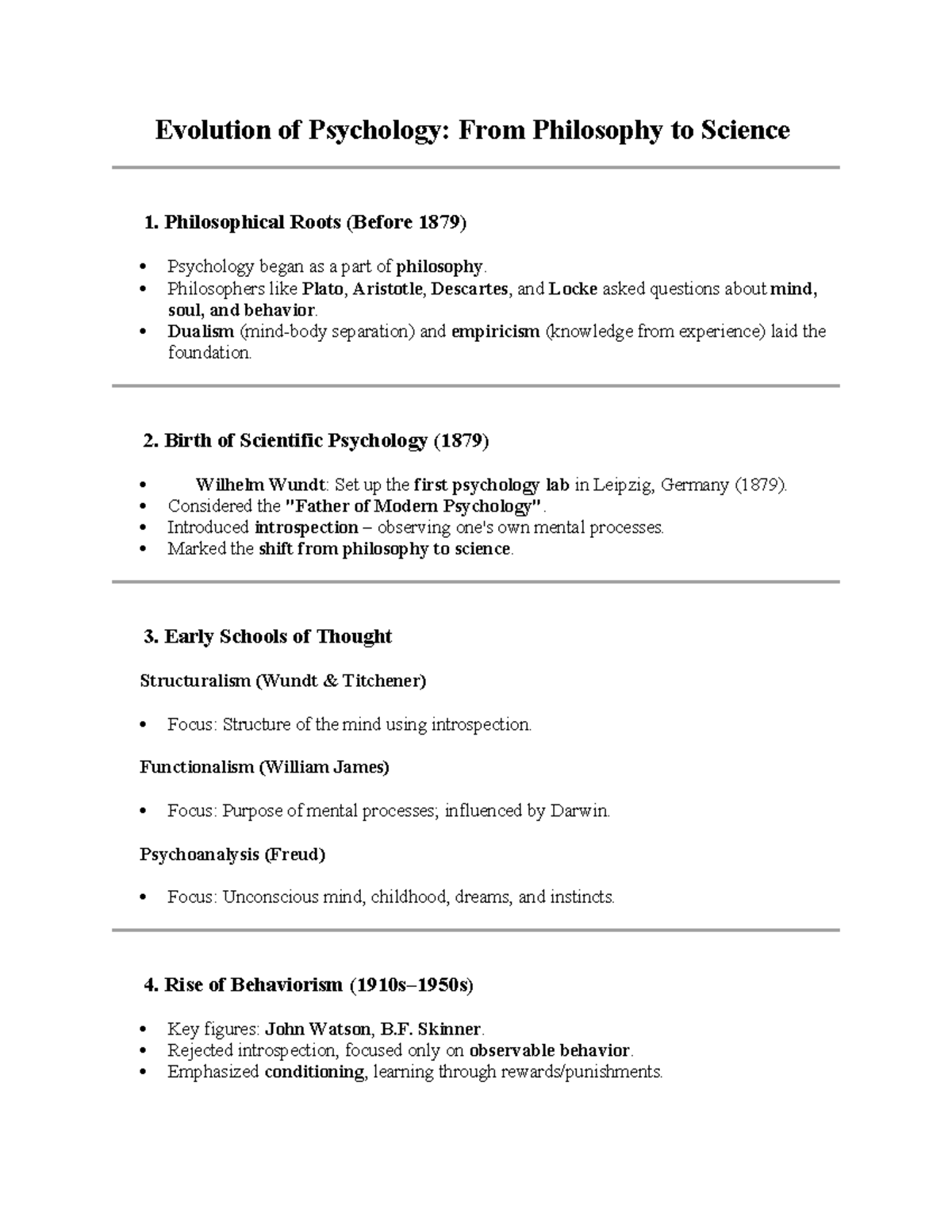 Evolution of Psychology: From Philosophy to Science (PSY 101) - Studocu