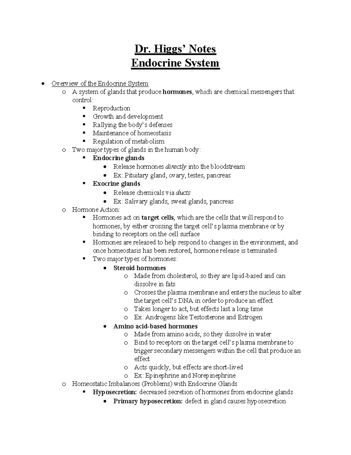 Endocrine System Overview: Key Concepts and Hormonal Functions - Studocu