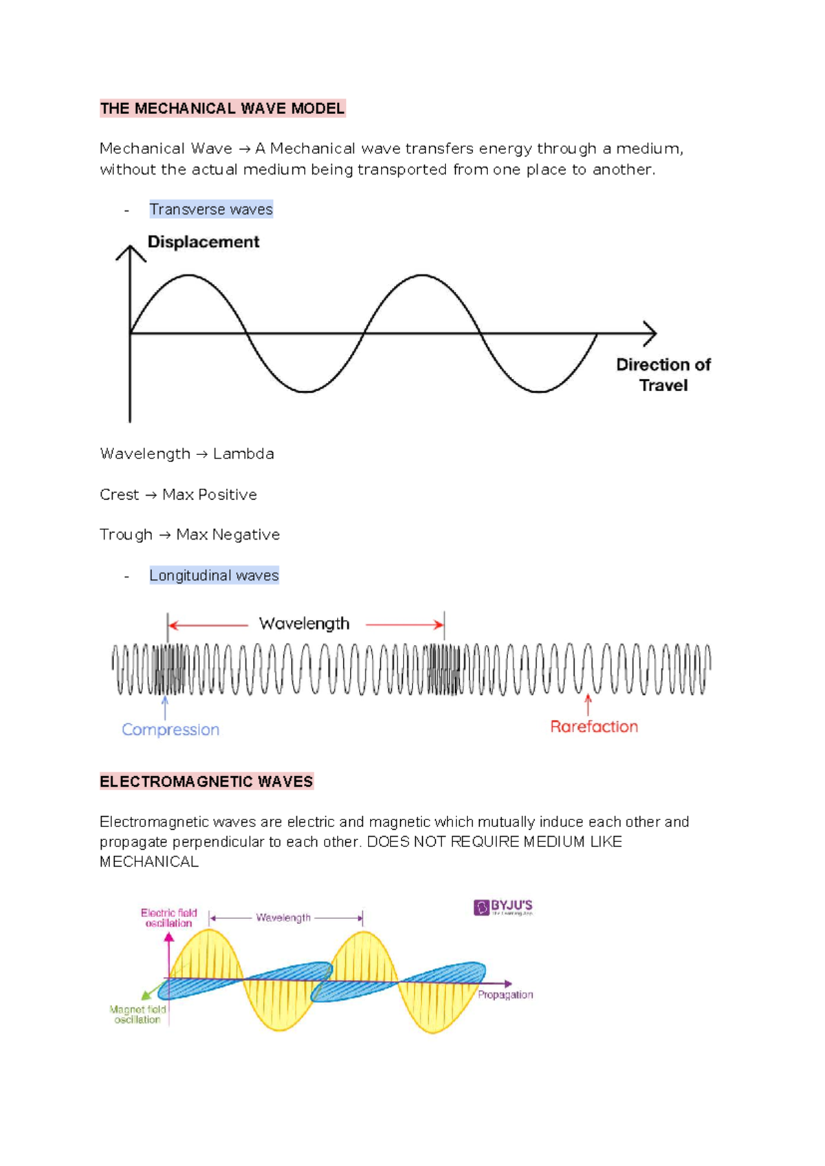 Module Three - Waves AND Thermodynamics - THE MECHANICAL WAVE MODEL ...