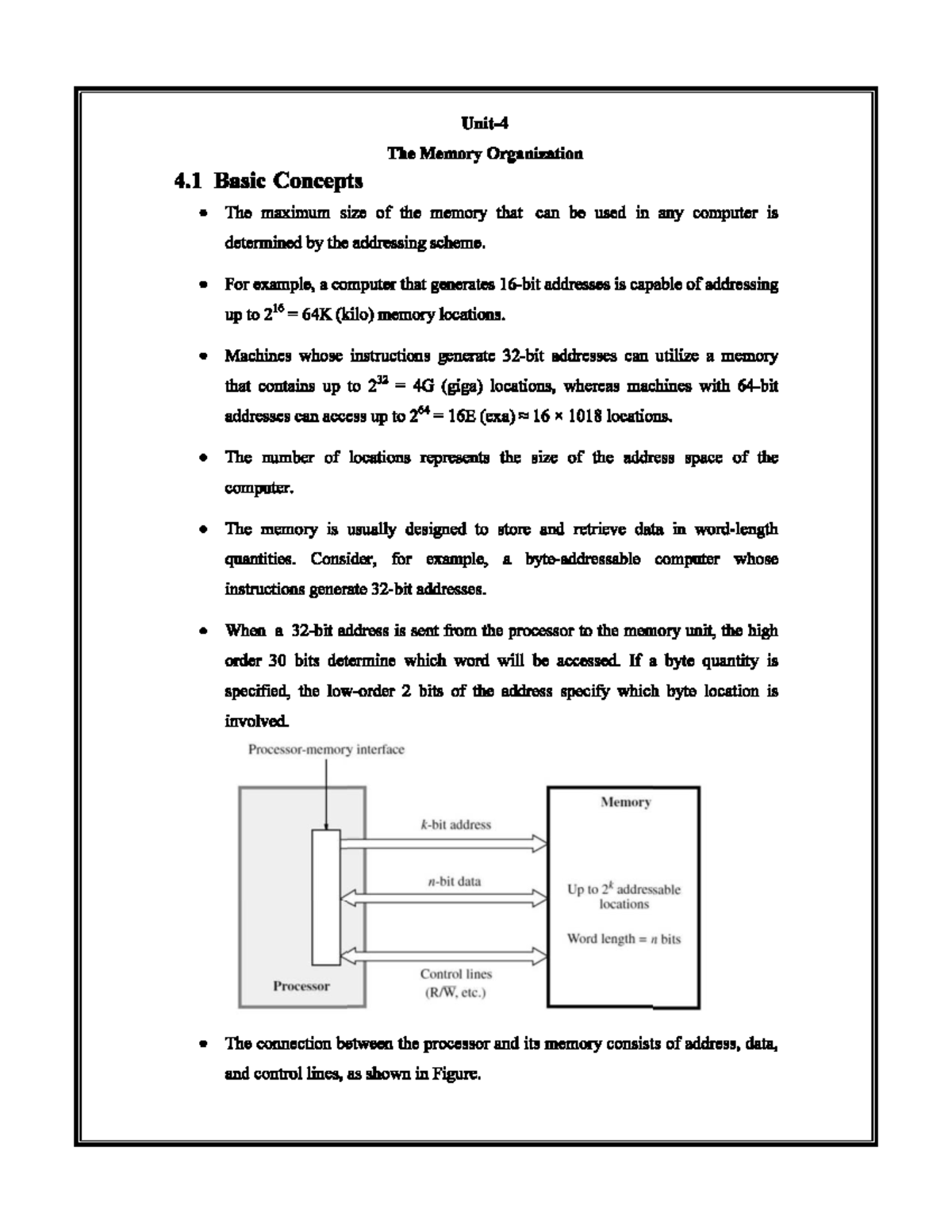 Memory Organization and Access: Key Concepts in UNIT IV DLCO - Studocu