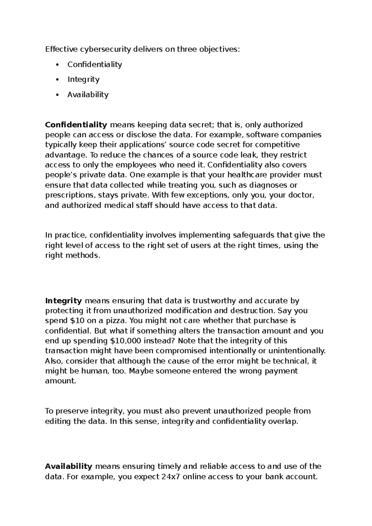 Cybersecurity Essentials: Confidentiality, Integrity, Availability ...