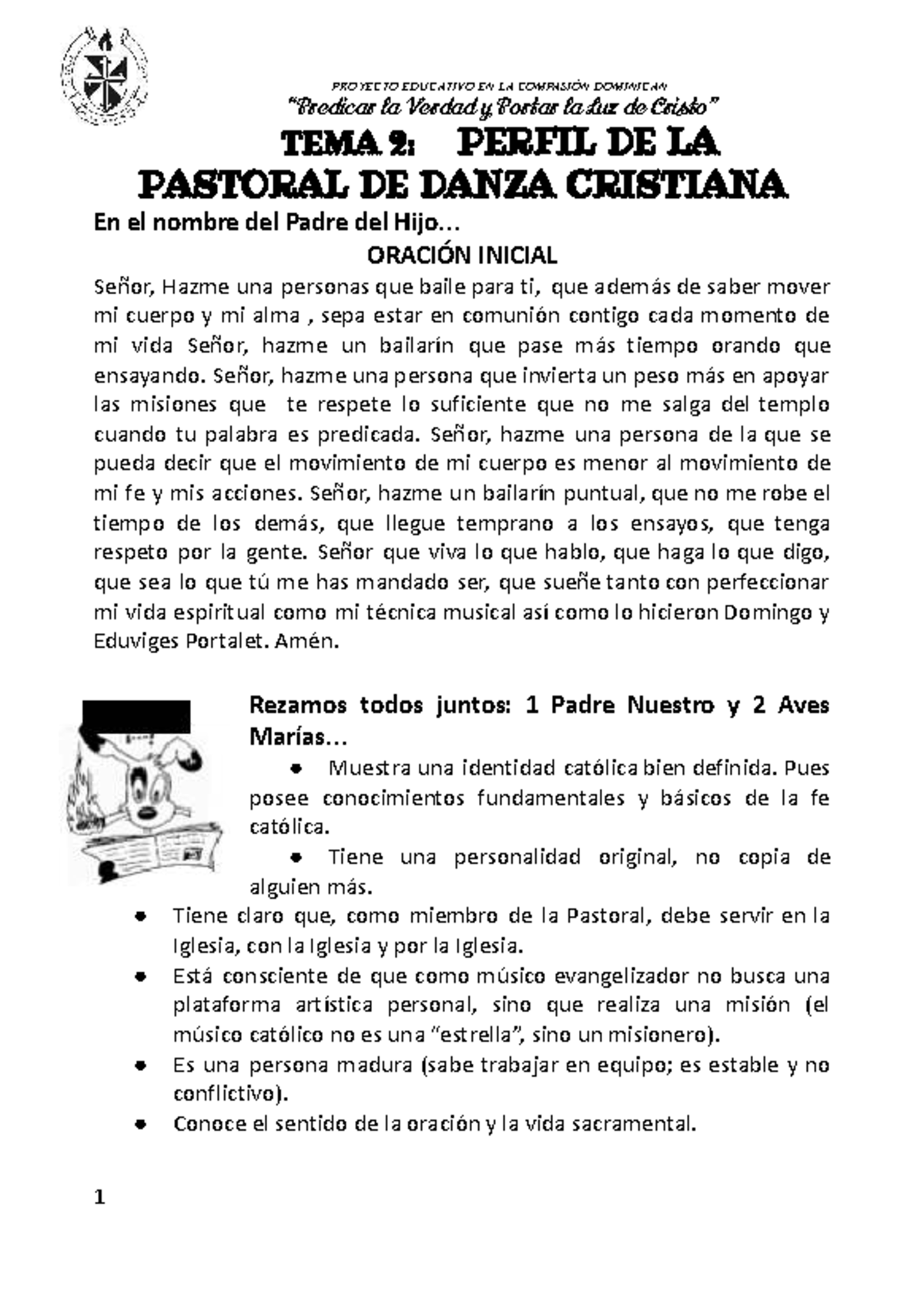 TEMA 2: PERFIL DE LA PASTORAL DE DANZA CRISTIANA - Studocu