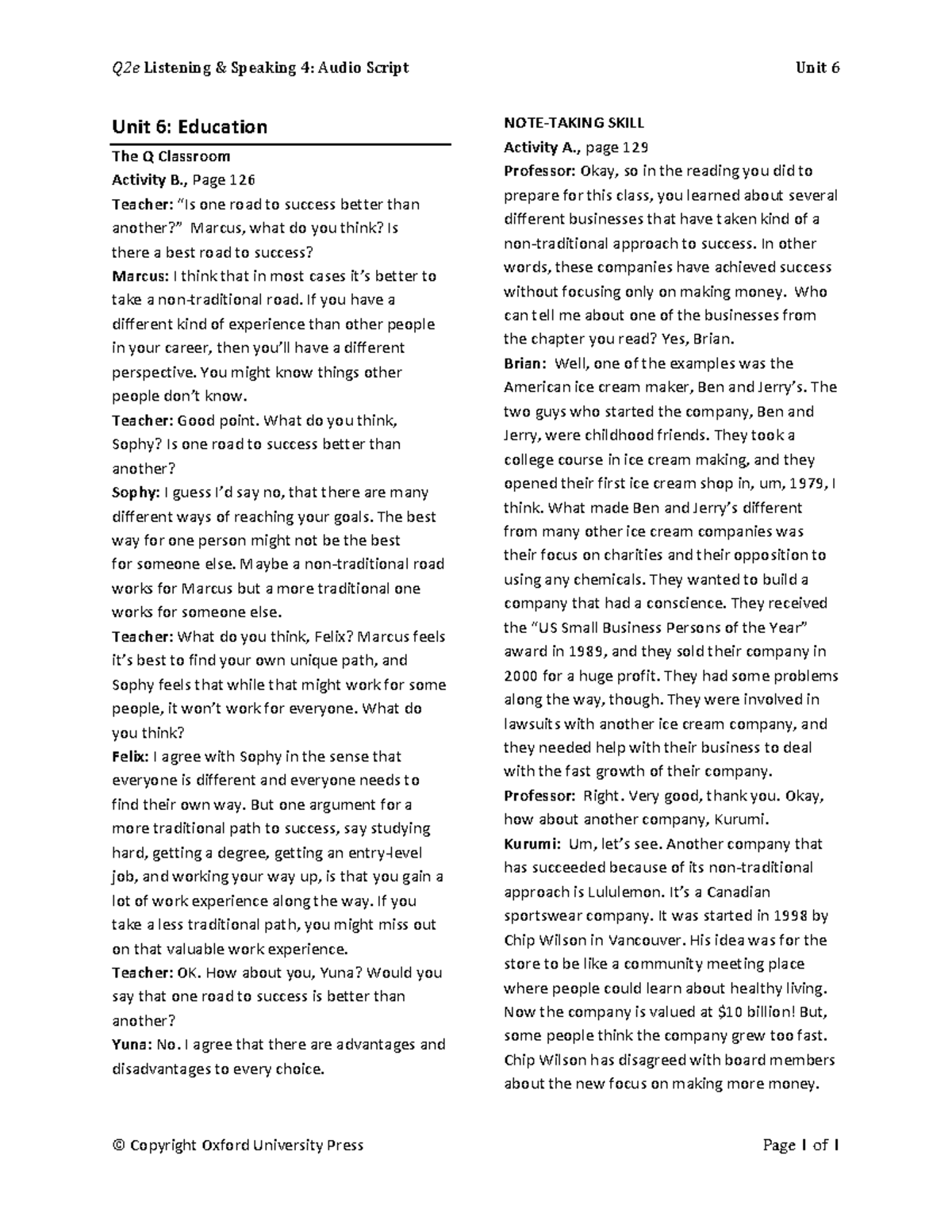 Q2e Listening Speaking 4: Unit 6 Audio Script Summary and Insights ...