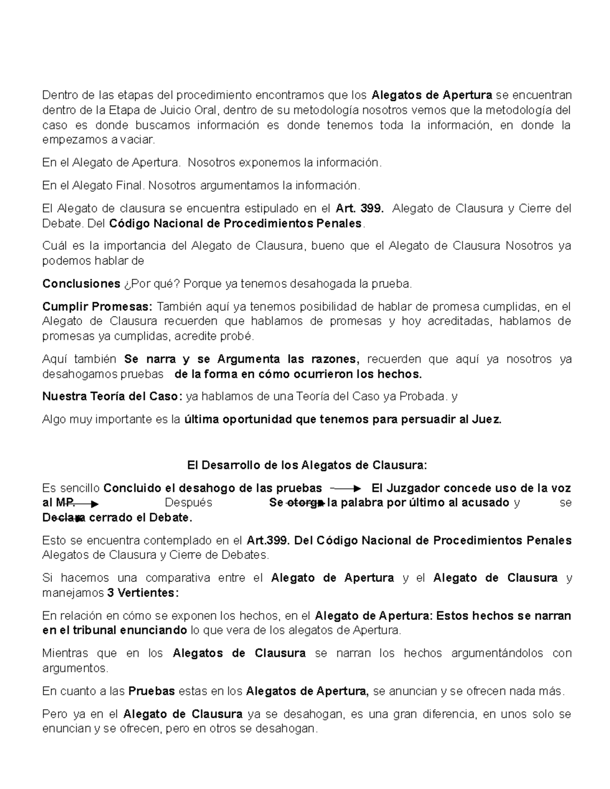 Alegatos de Apertura y Clausura en el Juicio Oral: Análisis y ...