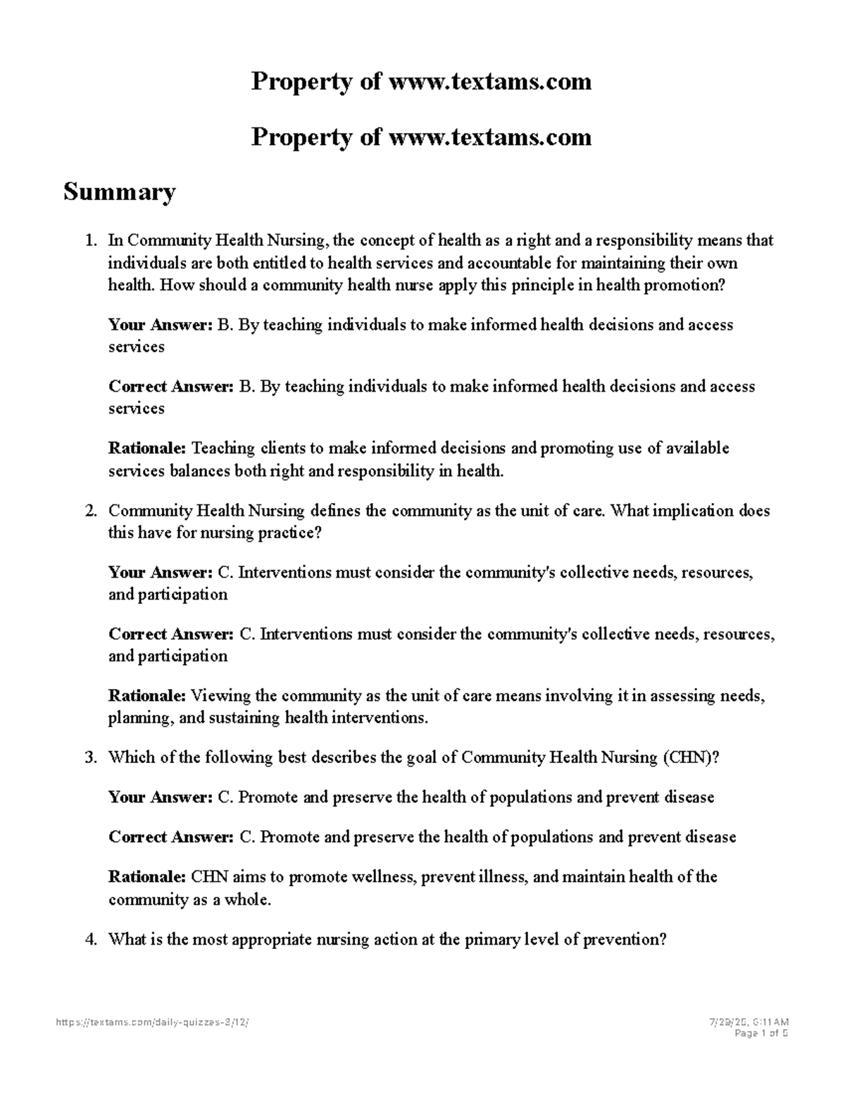 CHN - Community Health Nursing Summary and Key Concepts - Studocu
