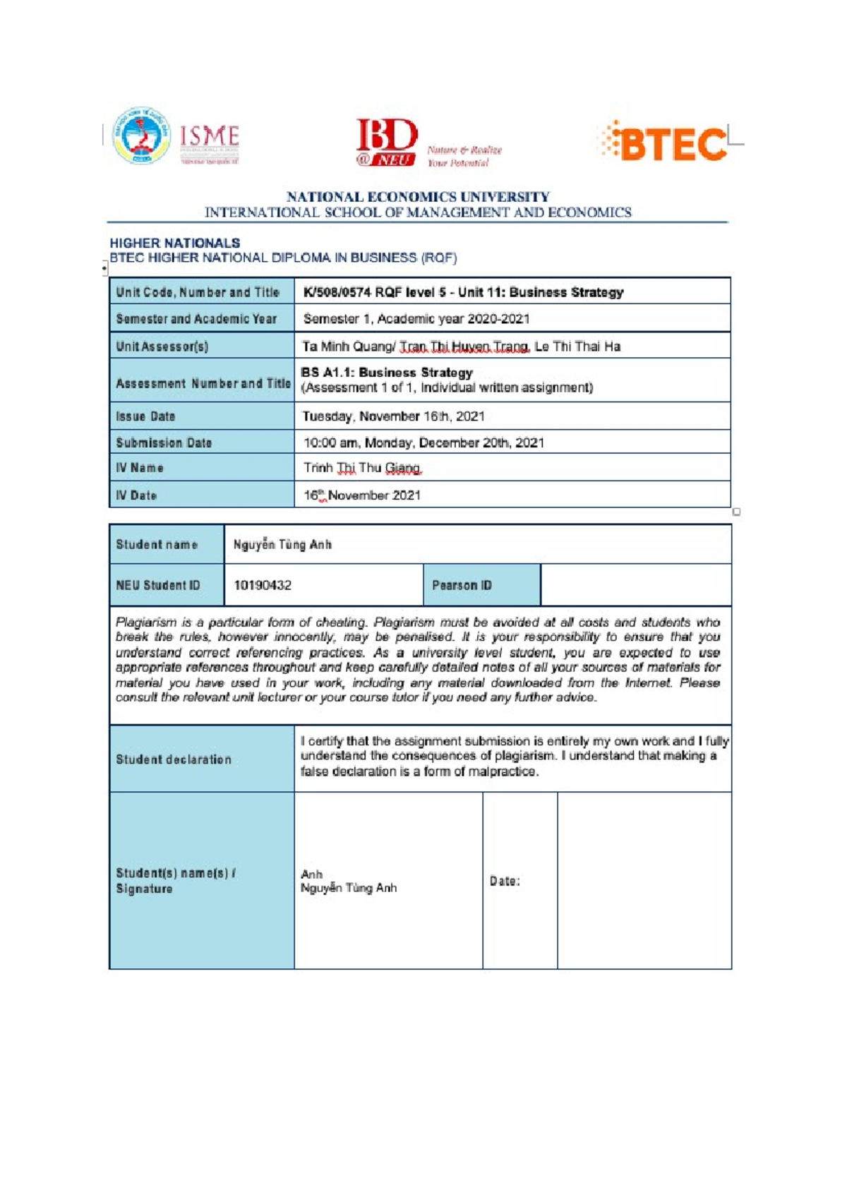 632993175 business strategy of PNJ - Table of Contents - Studocu