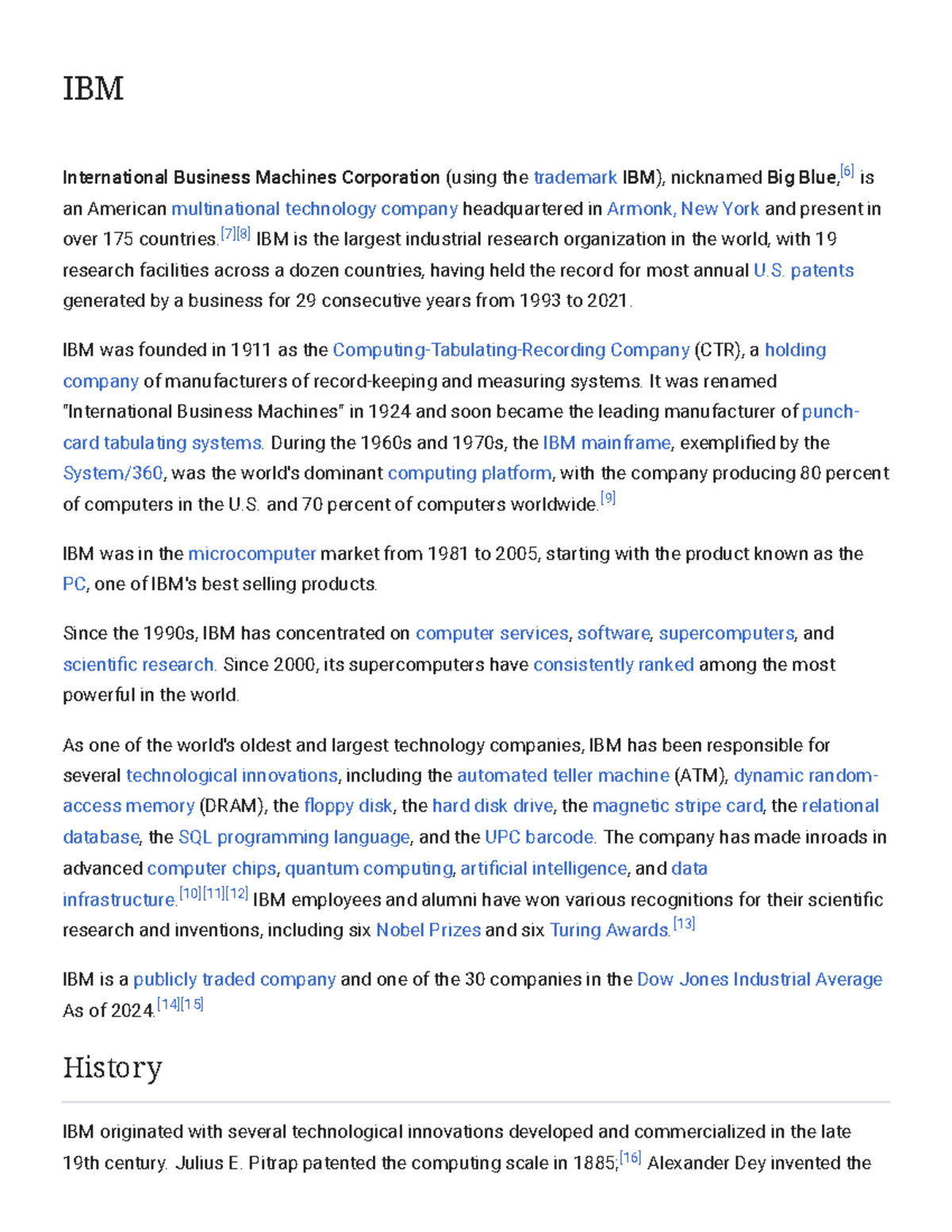 IBM: A Comprehensive Overview of History and Innovations - Studocu
