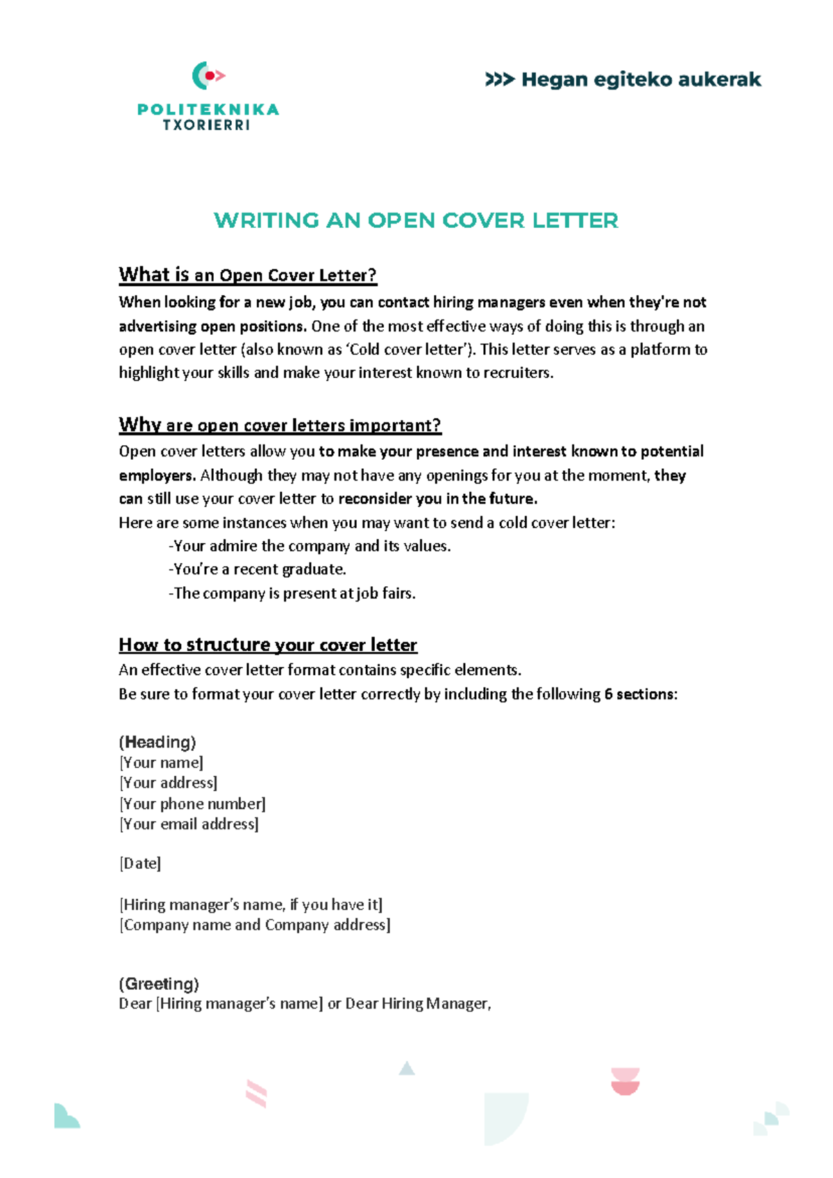 Open Cover Letter Guide: Crafting Your Cold Cover Letter Effectively ...