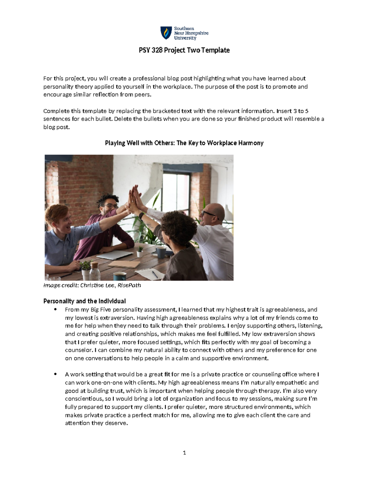 PSY 328 Project Two Template - PSY 328 Project Two Template For this ...