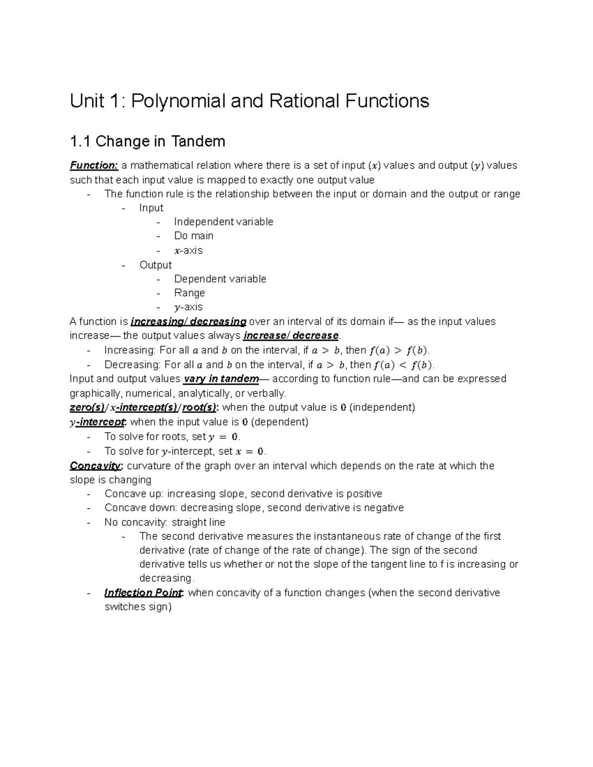 AP Precalculus 1.1 Notes and Examples - Unit 1: Polynomial and Rational ...