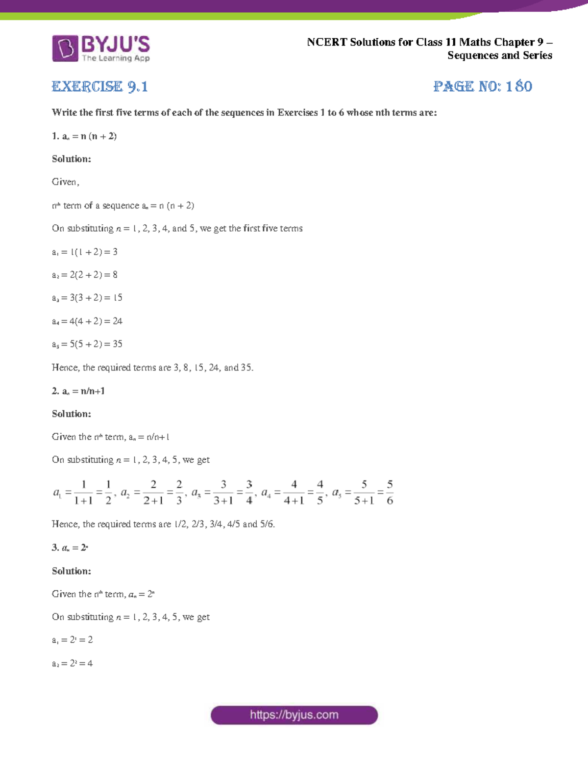 Ncert Solutions for Class 11 Maths - Chapter 9: Sequences & Series ...