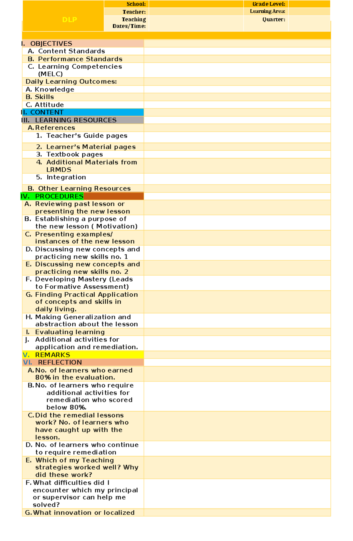 DLP-%20Template - Help me to fix my problem - I. OBJECTIVES A. Content ...