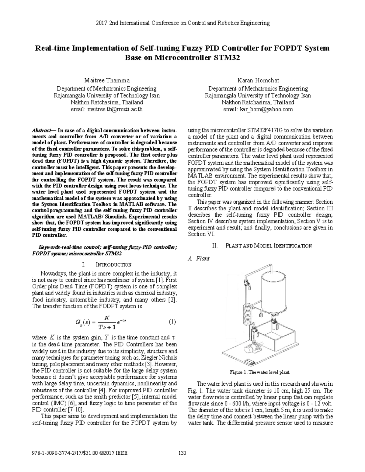 Real-time Implementation of Self-tuning Fuzzy PID Controller for FOPDT ...