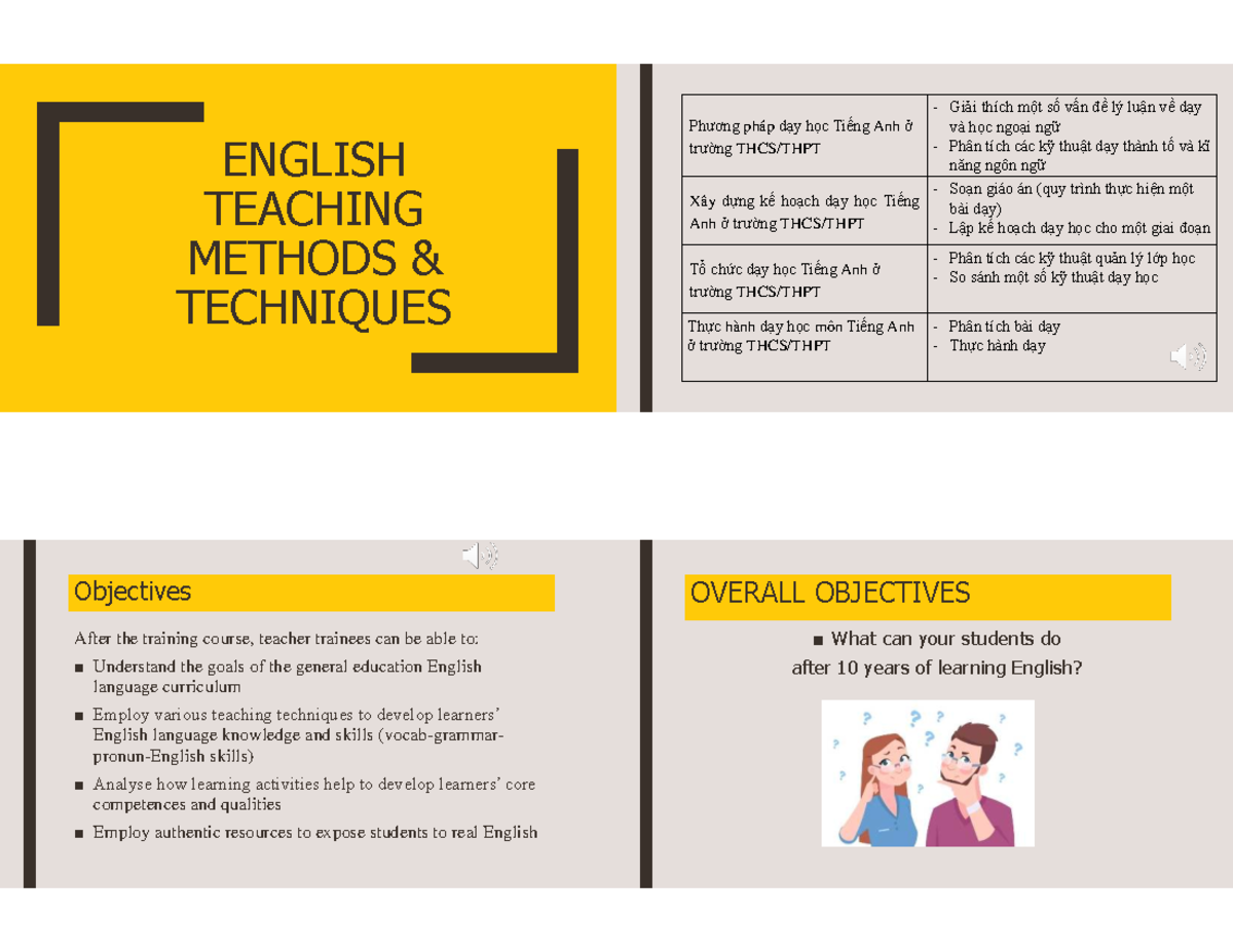 ENGLISH TEACHING METHODS & TECHNIQUES (THCS/THPT) - Studocu