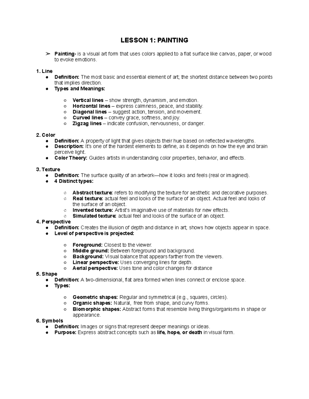 Semi-Final Review: Visual Arts Concepts (HUM101) - Studocu