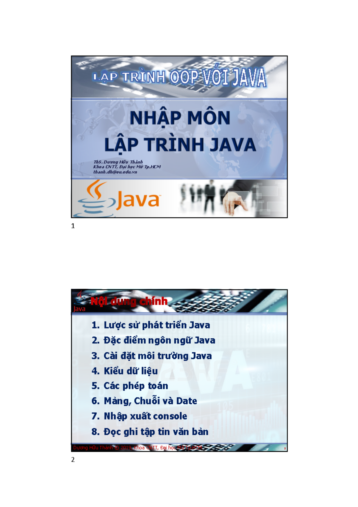 02 Java can ban - Lập trình java - ThS. D±¡ng Hÿu Thành Khoa CNTT, ¿i ...