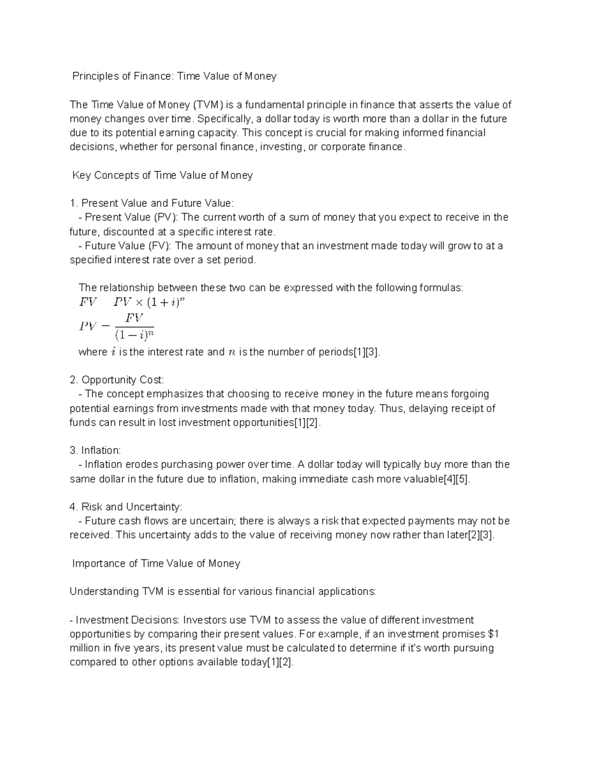 Principles of Finance: Time Value of Money Explained - Studocu