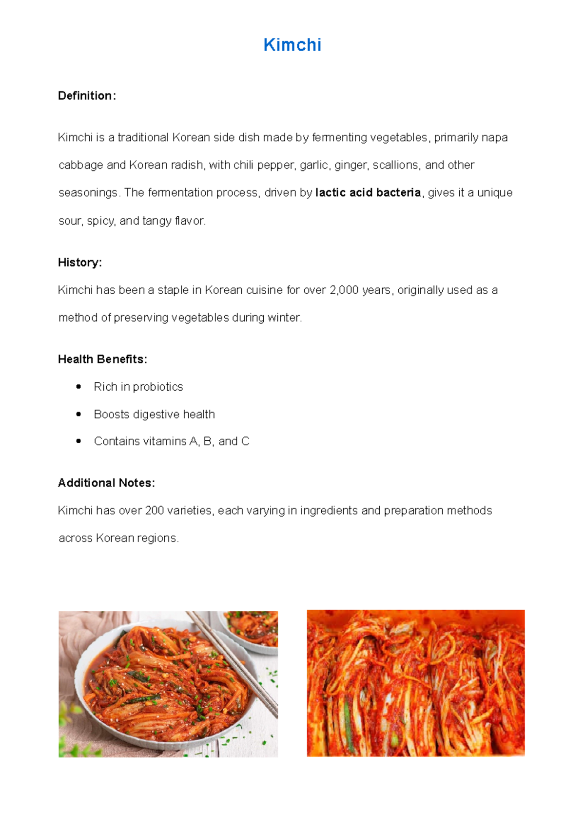 Expanded Detailed Fermented Foods Report: Kimchi, Yogurt, Kefir ...