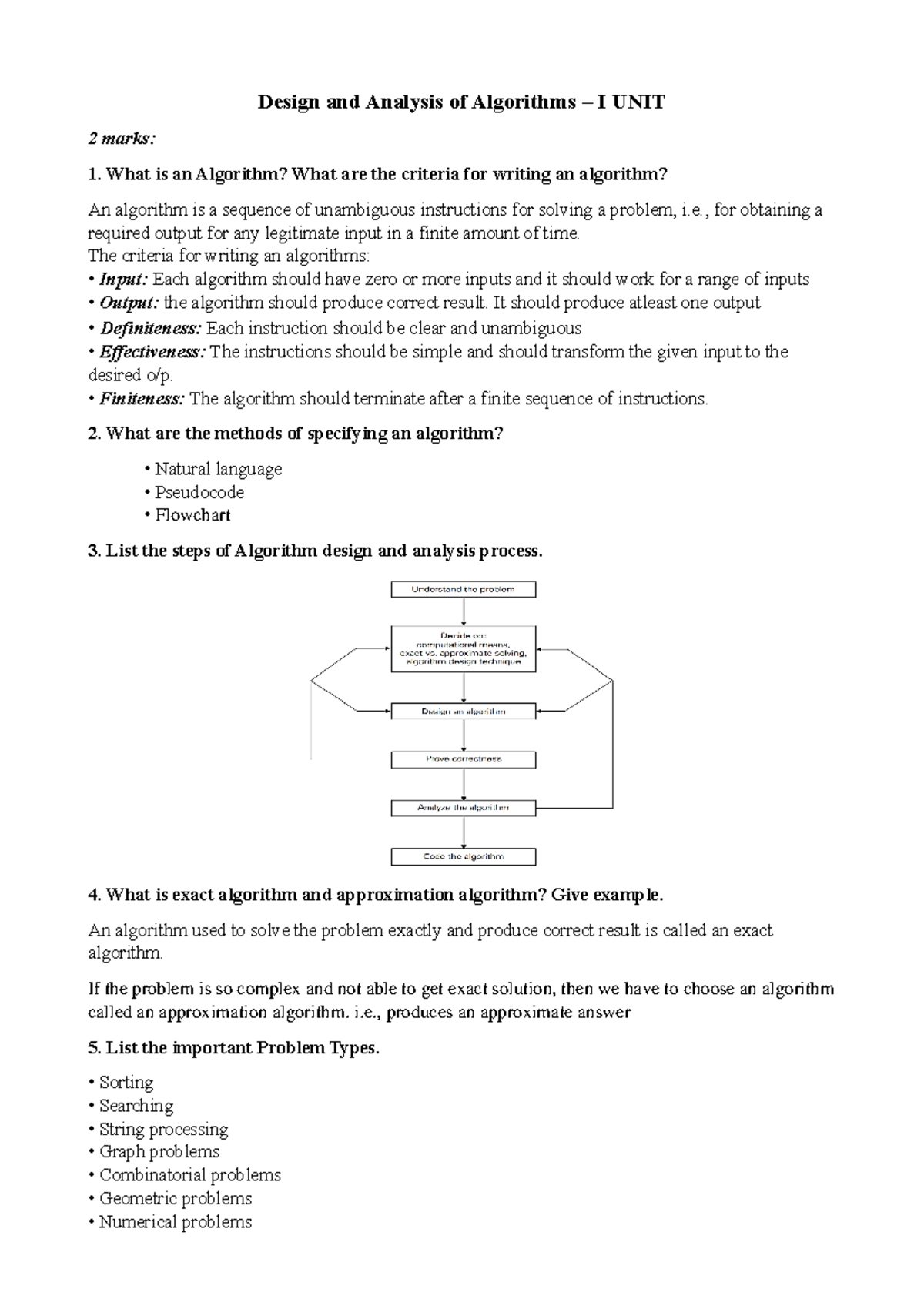 DAA - I UNIT - Comprehensive Algorithm Concepts and Analysis - Studocu