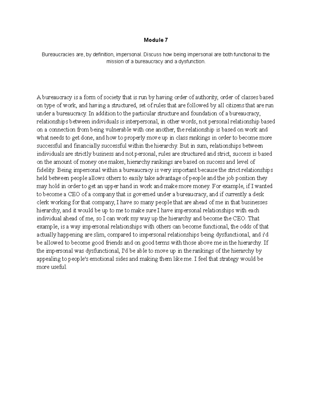 Sociology #3: Impersonal Relationships in Bureaucracies - Functions ...