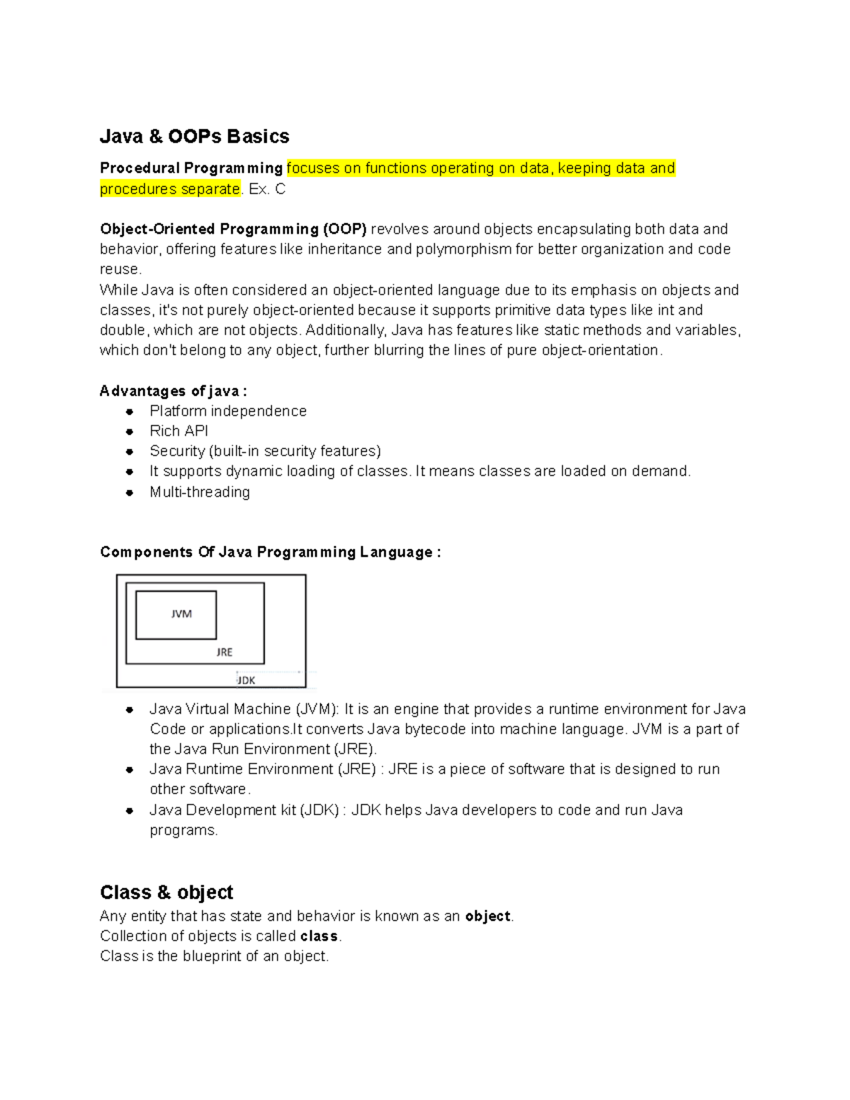 Java OOP Basics: Understanding Objects, Classes, and Inheritance - Studocu