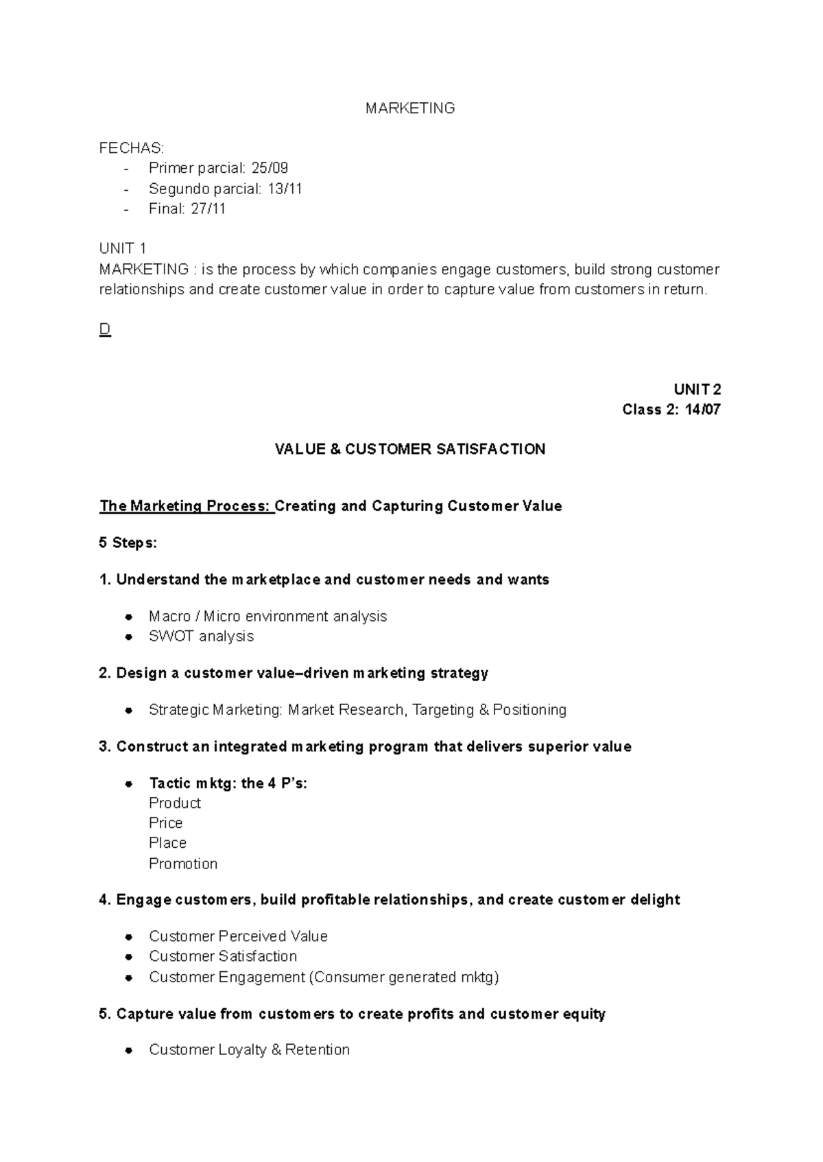Marketing Unit 2 & 3: Customer Value & Strategic Planning Insights ...