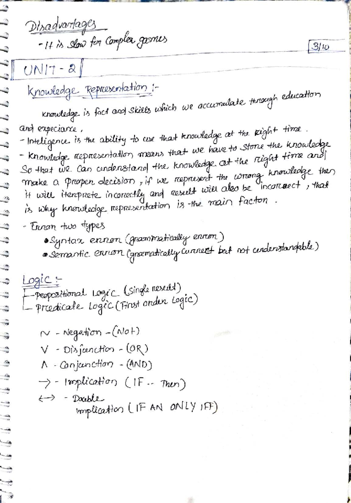 AI Unit 2 & 3 - Knowledge Representation and Learning Techniques - Studocu