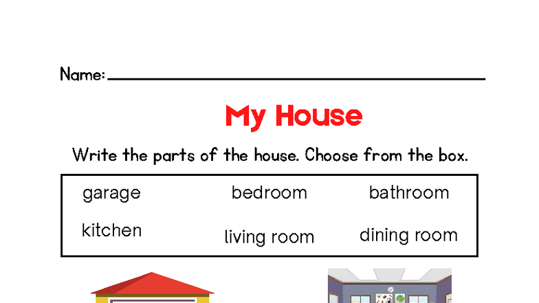 Colorful Parts of a House Identification Worksheet - Studocu