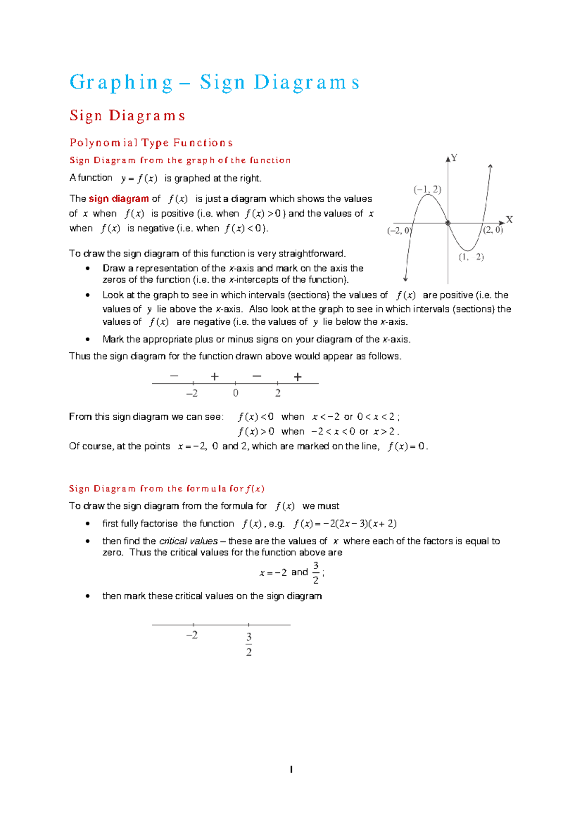 M02-02 - Comprehensive Notes on Sign Diagrams and Their Methods - Studocu