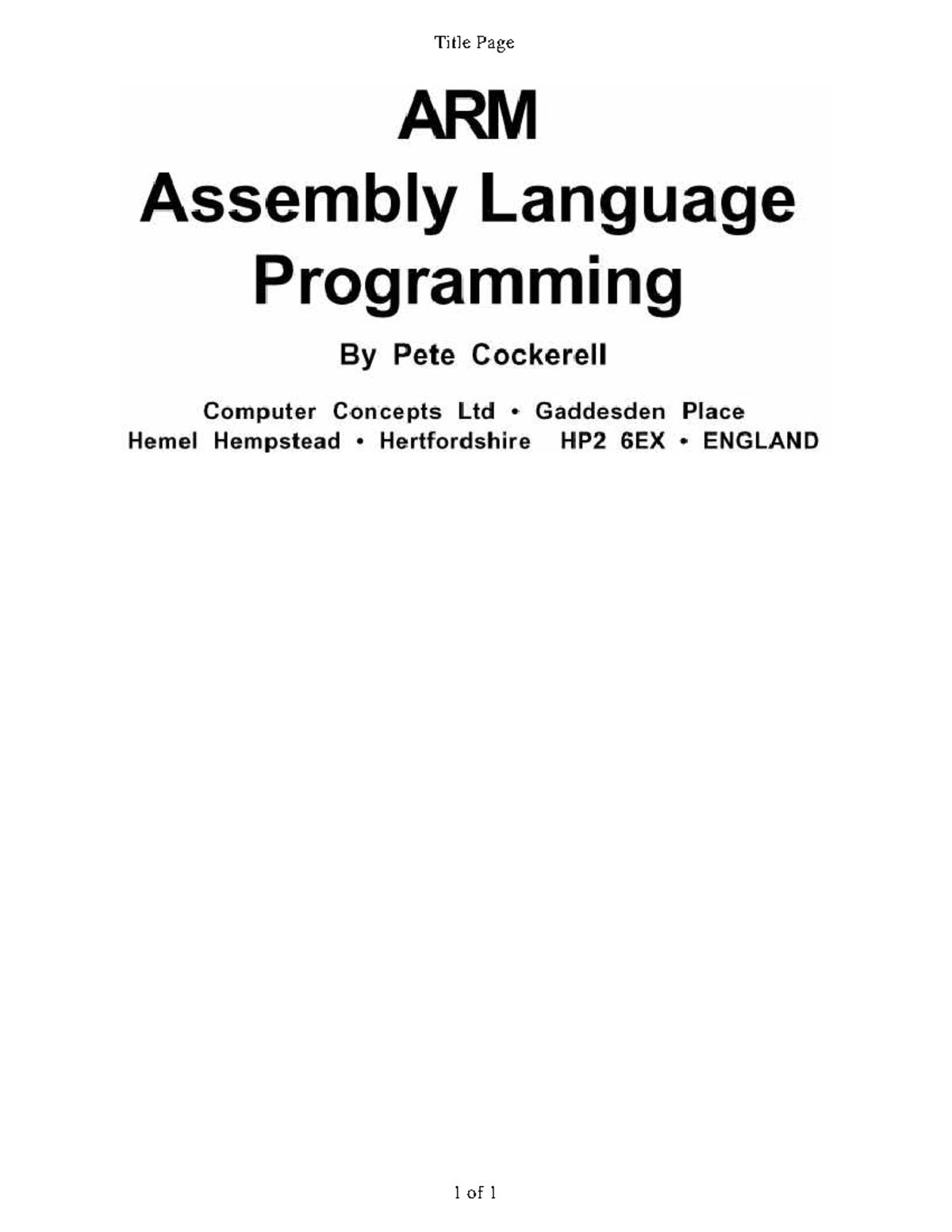 Arm-assembly-cockerell - Title Page 1. First Concepts Like most ...
