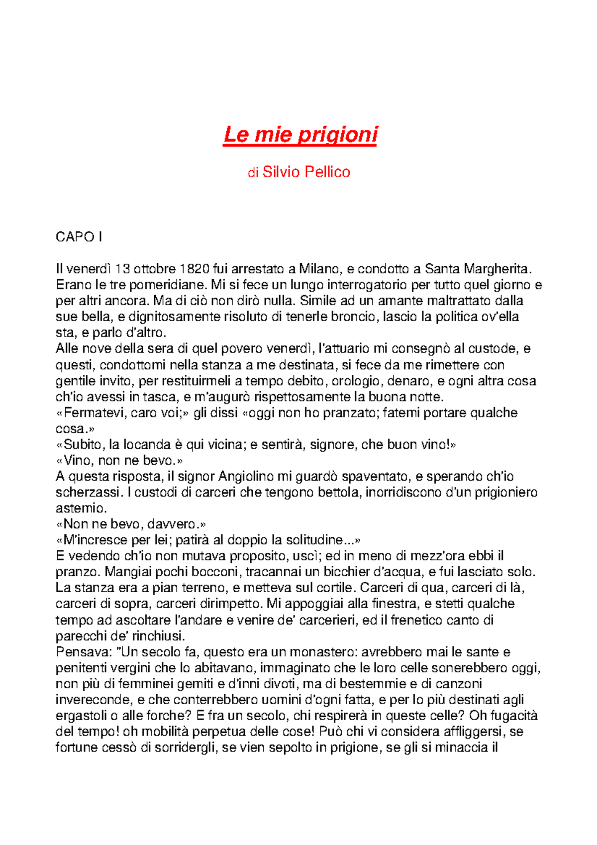 le mie prigioni silvio pellico
