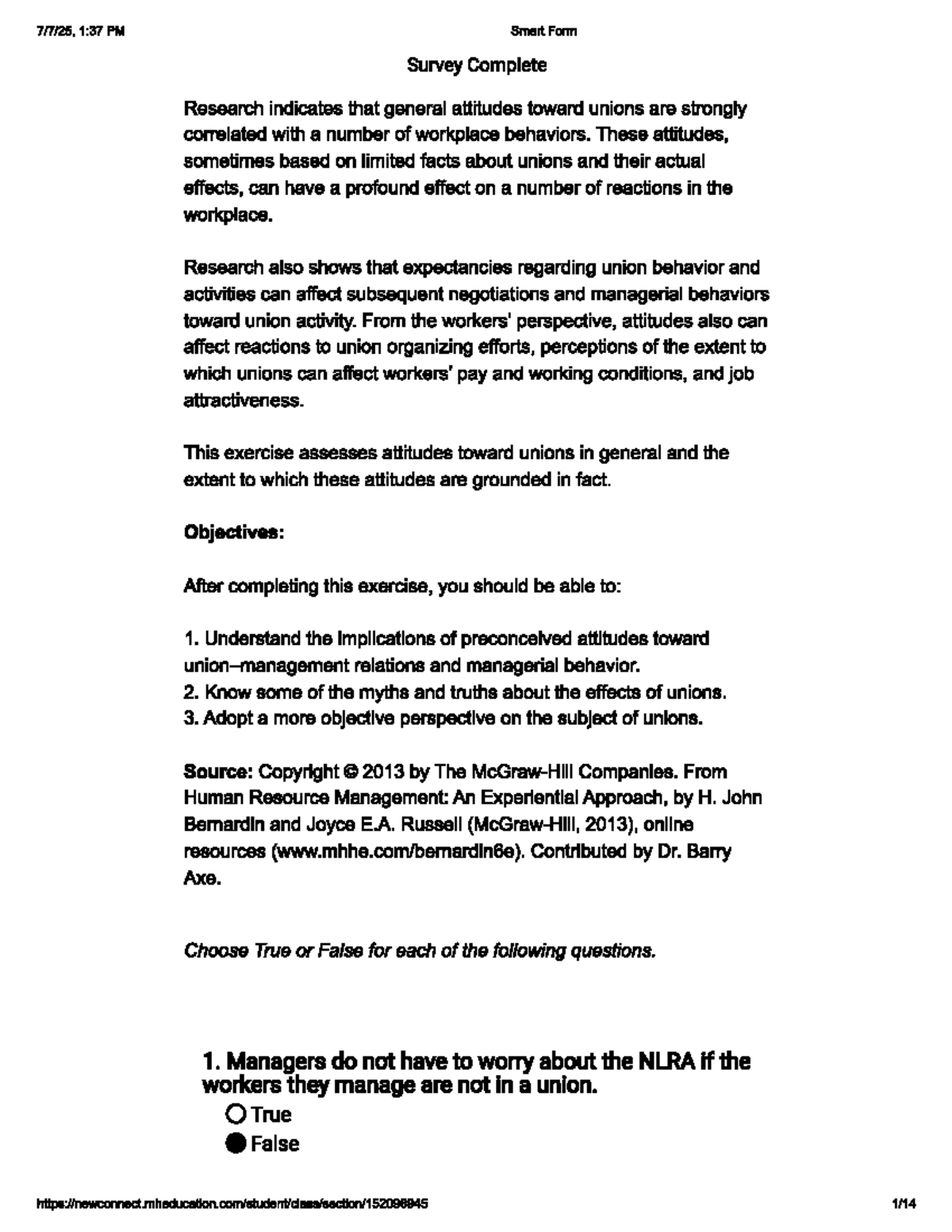 HRM 310 Quiz: Understanding Attitudes Toward Unions - Studocu