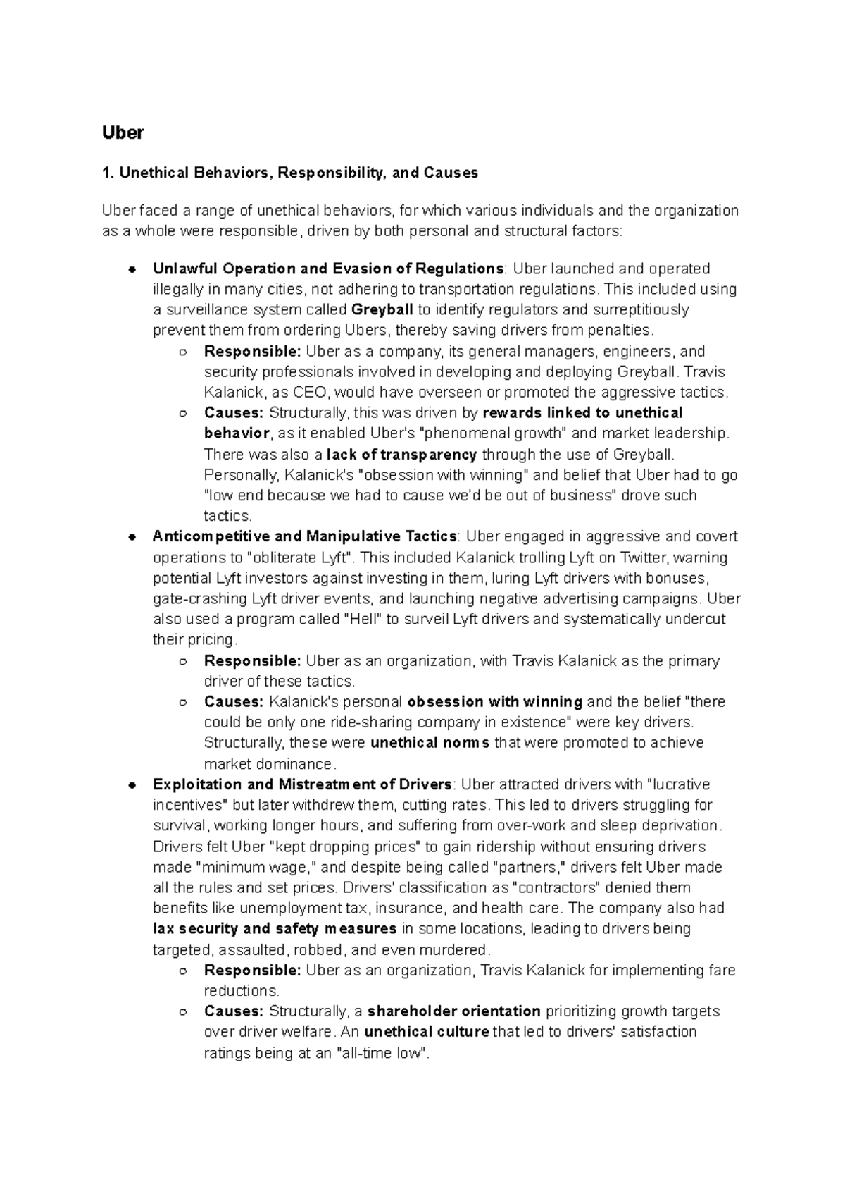 UBER 1 Behaviors, Causes, and Consequences Analysis Studocu